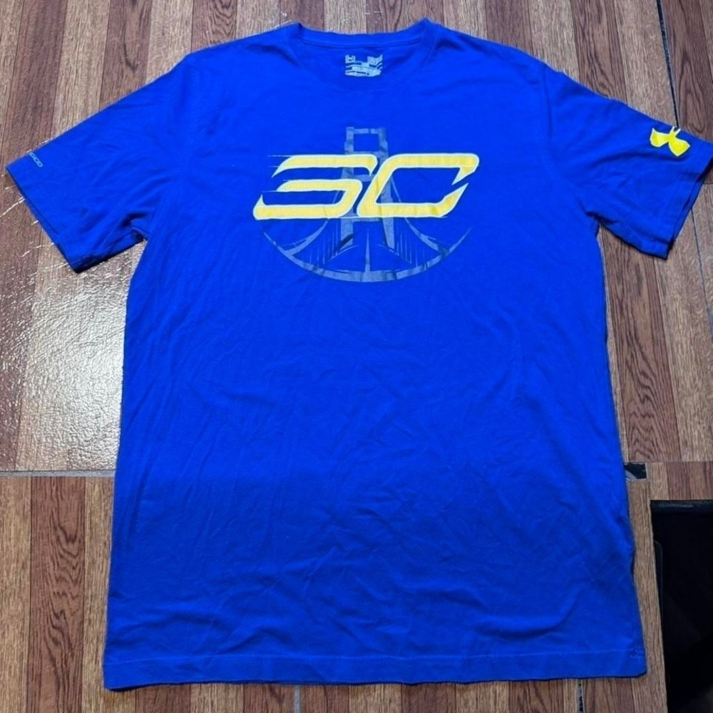 Under Armour NBA Blue Heat Tech Stephen Curry Running Train Shirt Medium